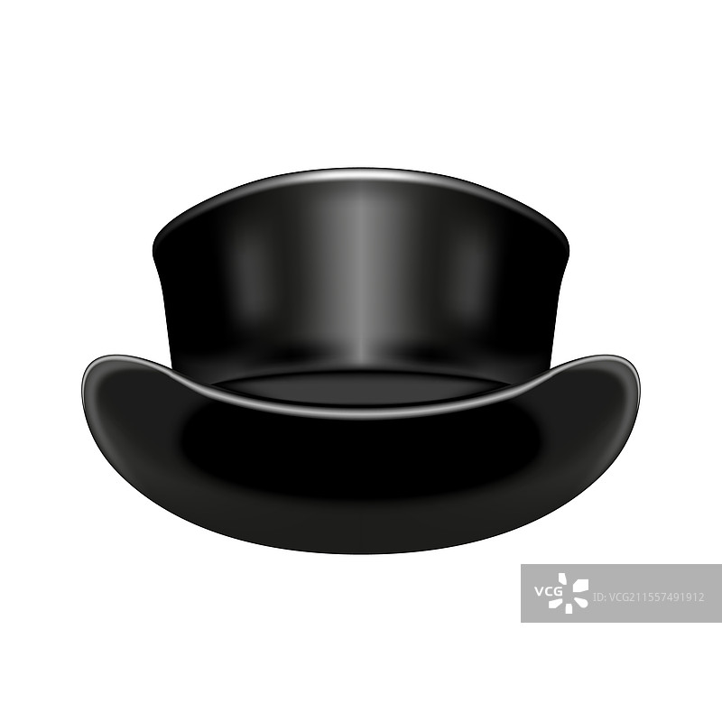 逼真的黑色皮革高顶帽 3D 物体图片素材