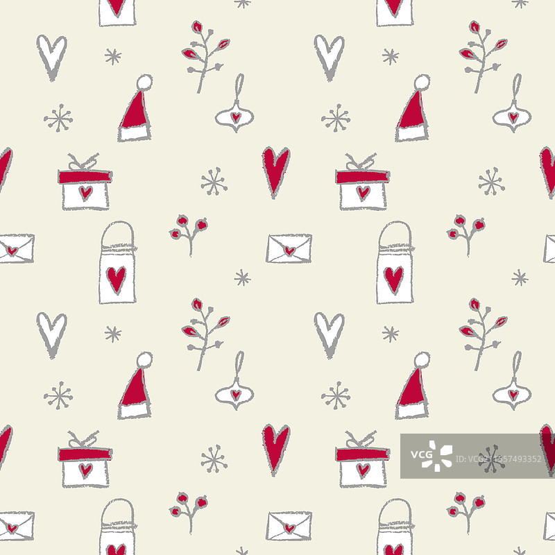 无缝圣诞涂鸦装饰背景图片素材