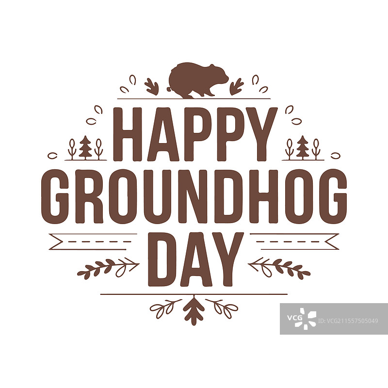 快乐的土拨鼠日排版书法设计图片素材