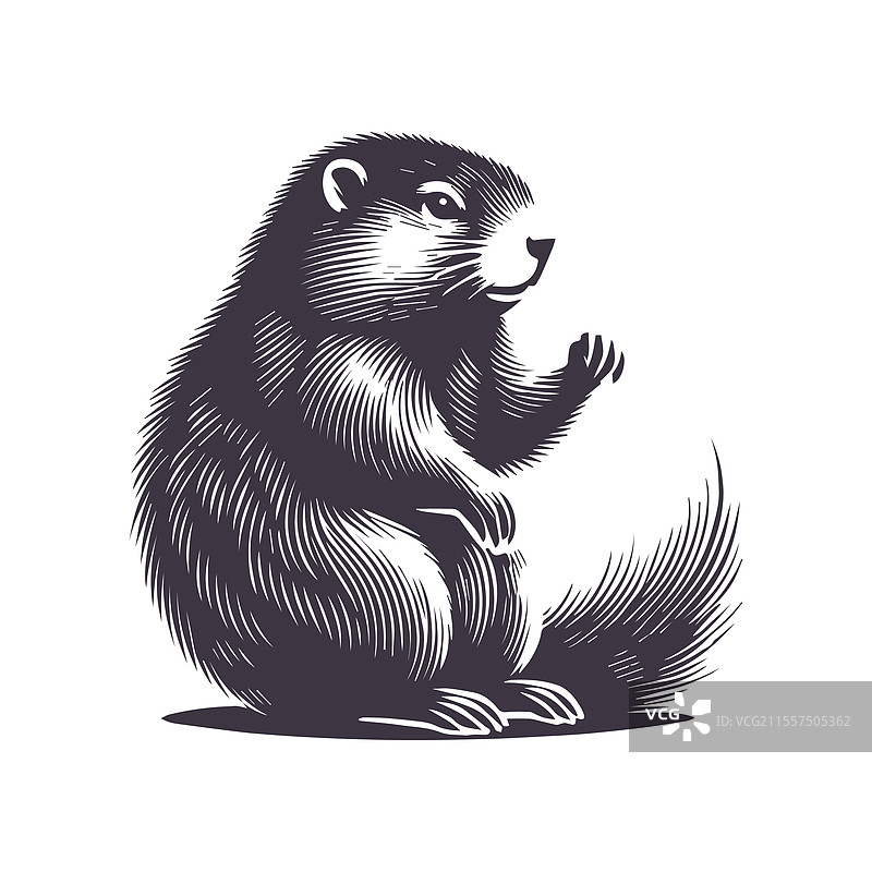 土拨鼠日剪影图形模板图片素材