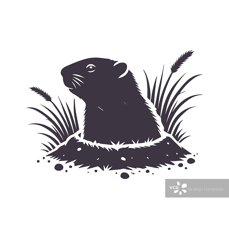 土拨鼠日剪影图形模板图片素材