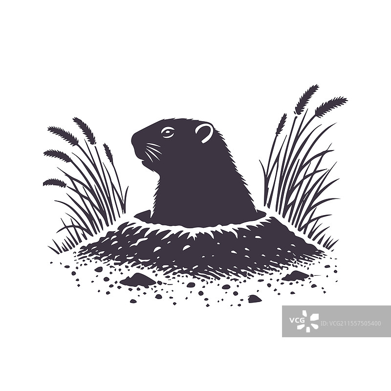 土拨鼠日剪影图形模板图片素材