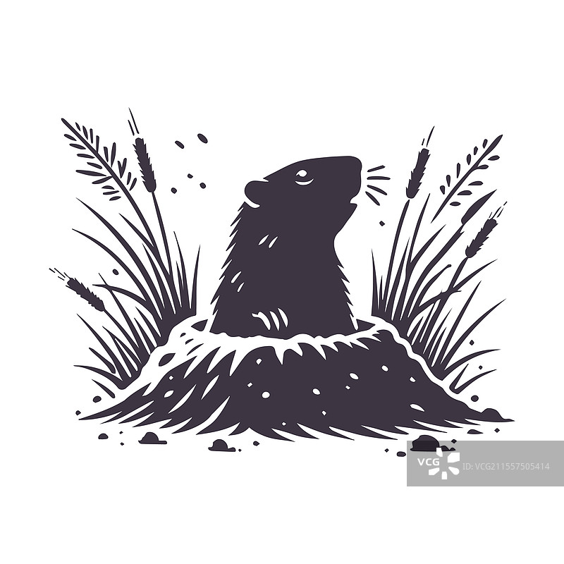 土拨鼠日剪影图形模板图片素材