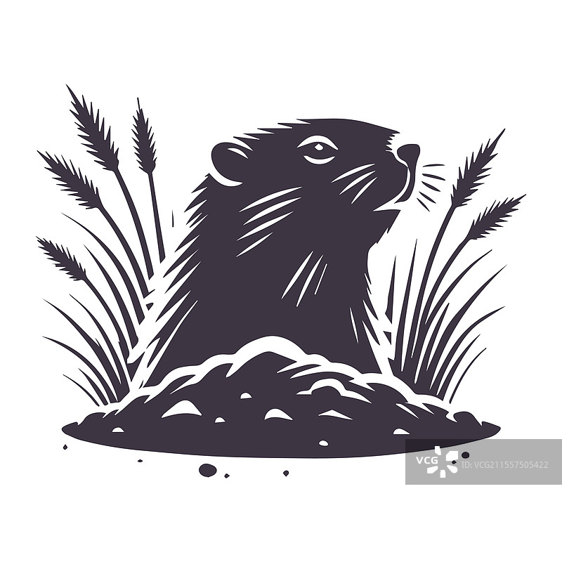 土拨鼠日剪影图形模板图片素材