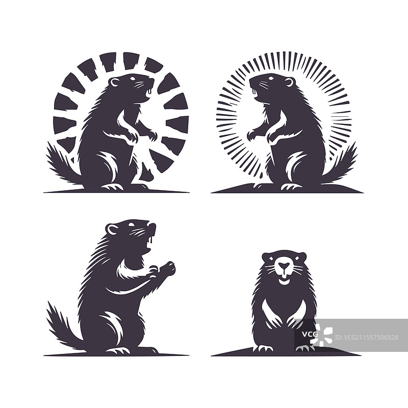 土拨鼠剪影设计模板图片素材