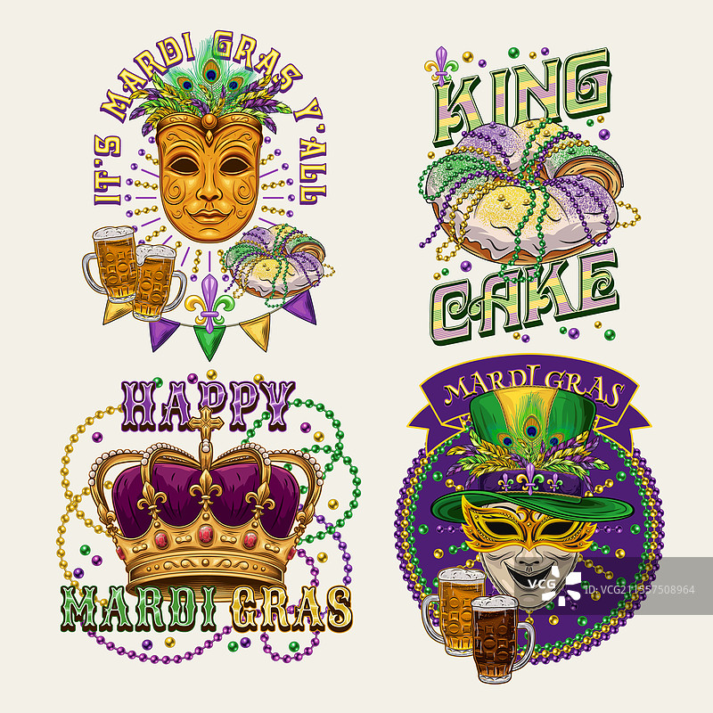 五彩缤纷的标签，带有狂欢节的文字图片素材