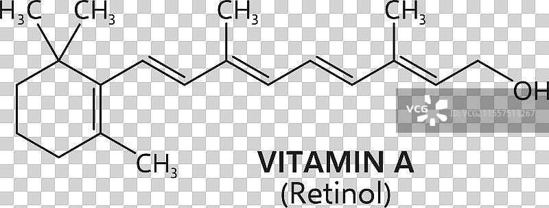维生素A配方化学结构的视黄醇图片素材