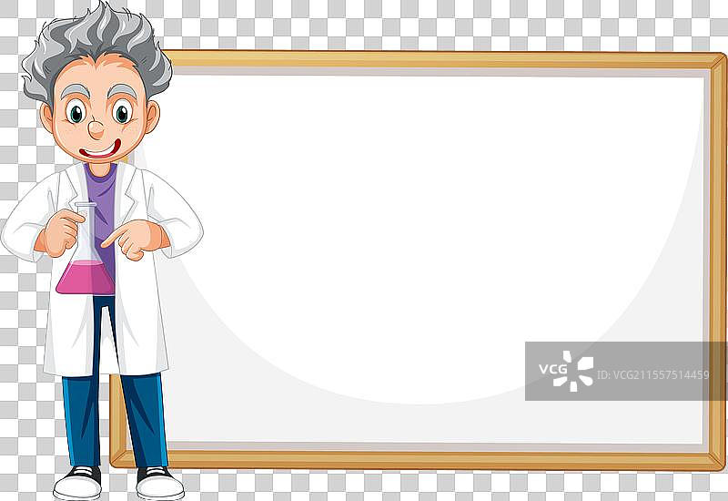 卡通科学家正在展示一个大型空白板图片素材