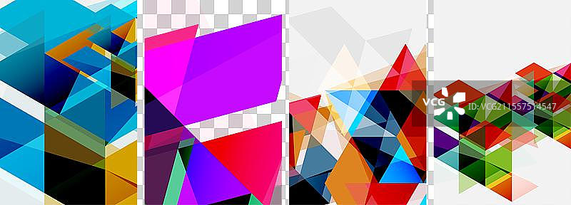 四个鲜艳的三角形，颜色为紫色、紫罗兰和品红色图片素材