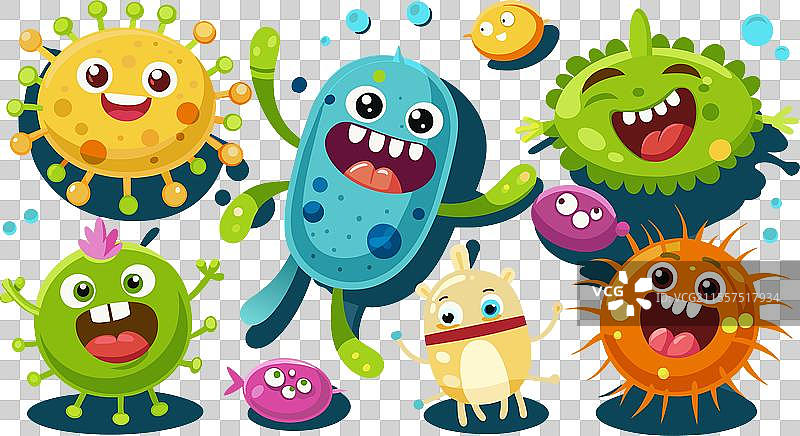 细菌 微生物 病菌 病毒 卡通图片素材