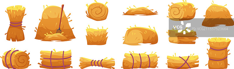 卡通干草堆干草捆干草堆叠图片素材