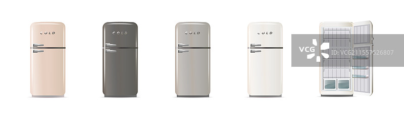 现代冰箱 逼真的冷却器 冰柜图片素材