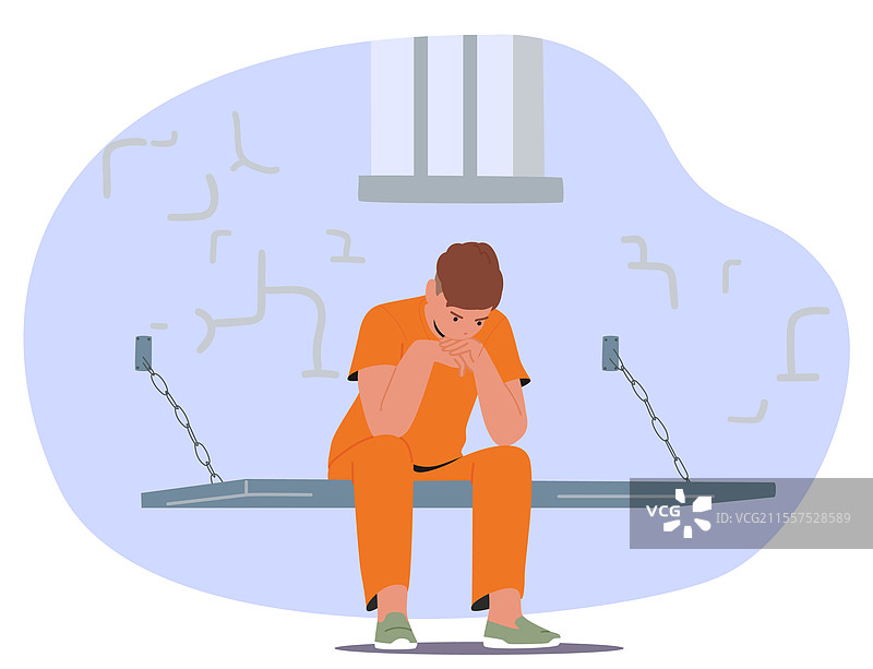 感到内疚的悲伤少年囚犯角色图片素材