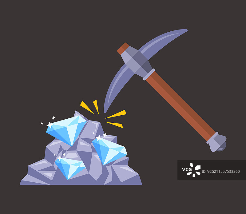 镐子和闪亮物品的图标图片素材