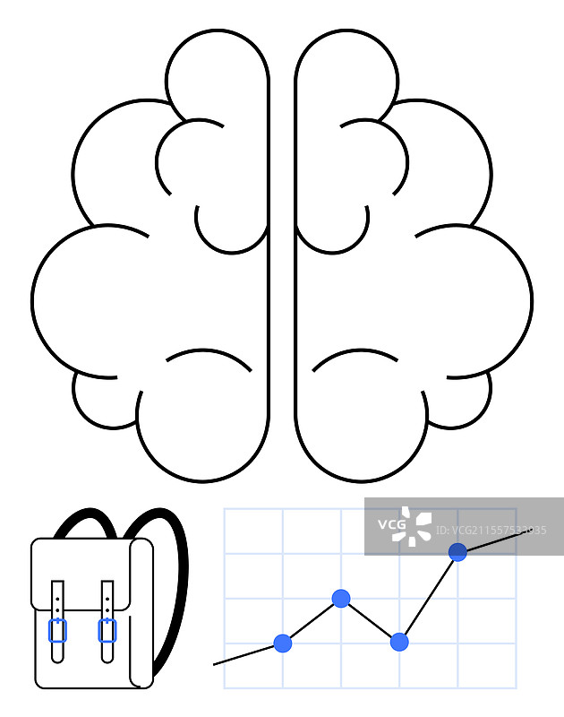 背着书包的大脑与图表表示图片素材