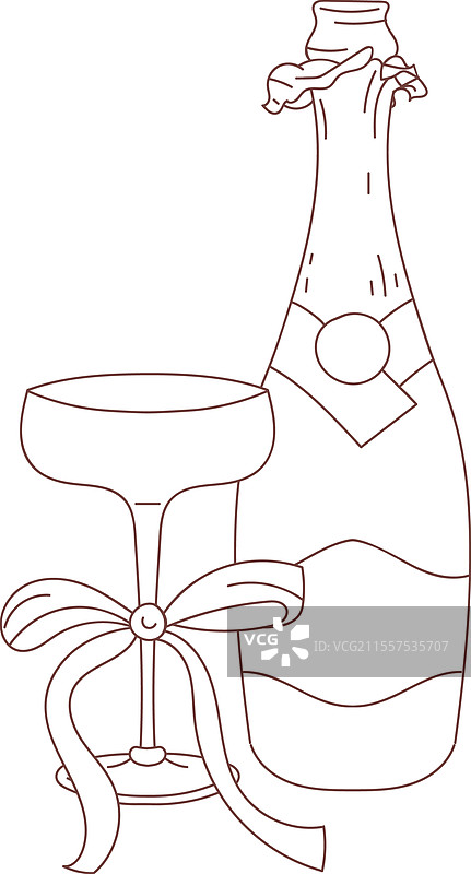 复古婚礼香槟瓶和酒杯图片素材