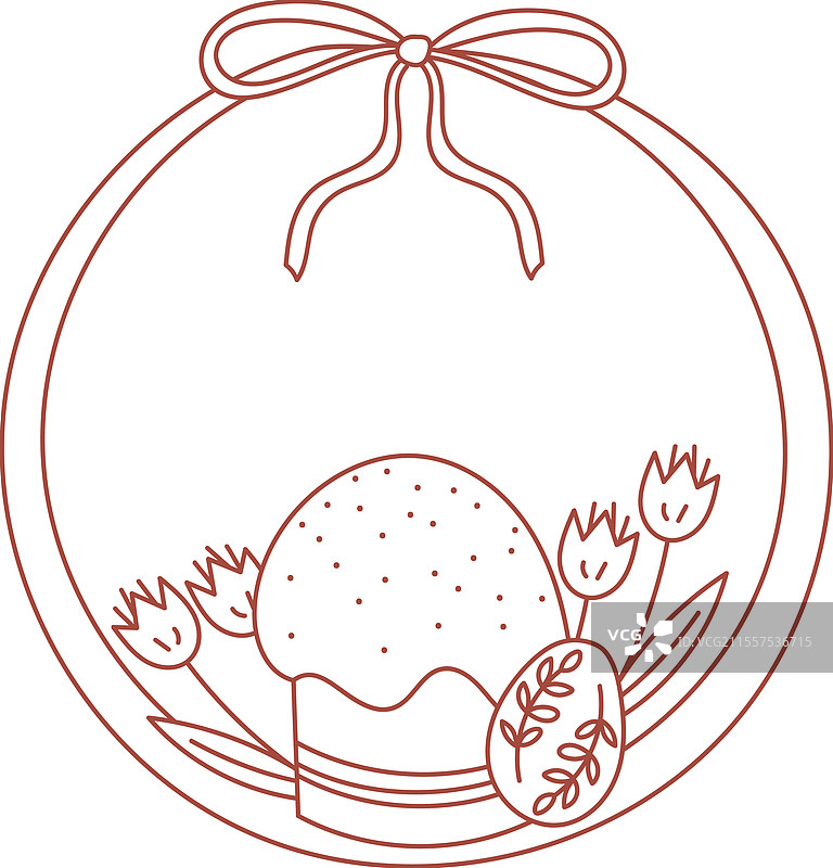 复古的复活节蛋糕线条框架图片素材