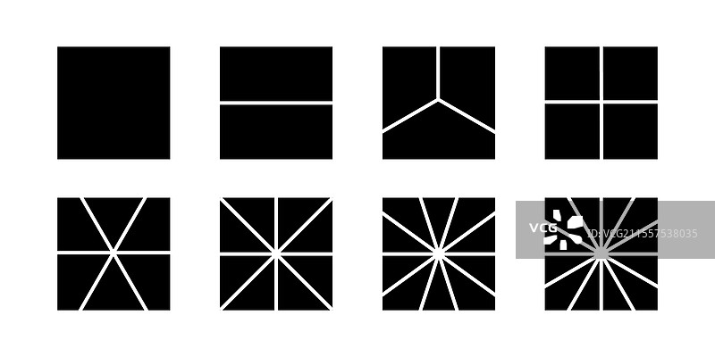 从2到12分割的方形形状图片素材