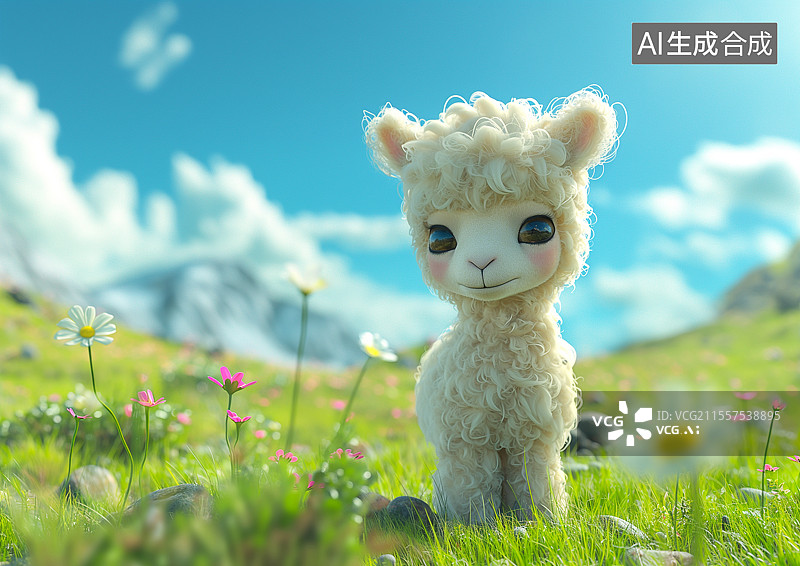 【AI数字艺术】一只可爱的小羊驼图片素材