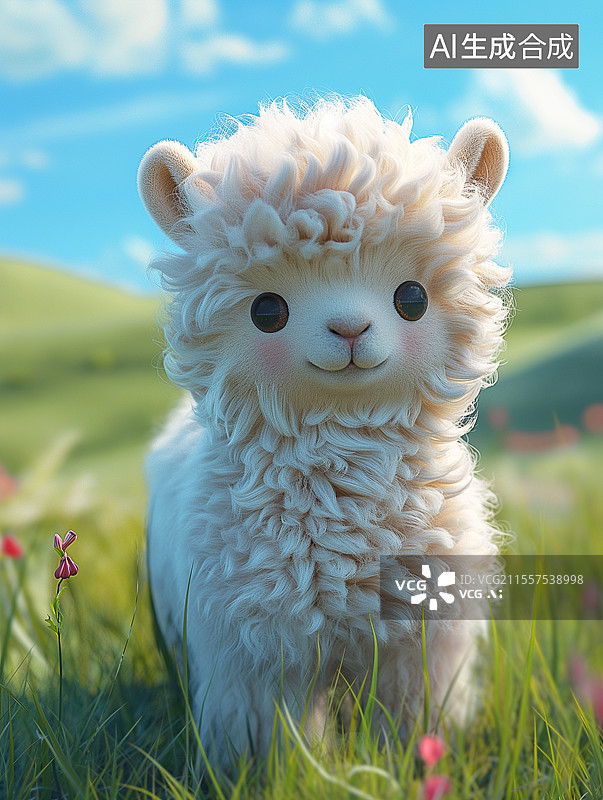 【AI数字艺术】一只可爱的小羊驼图片素材
