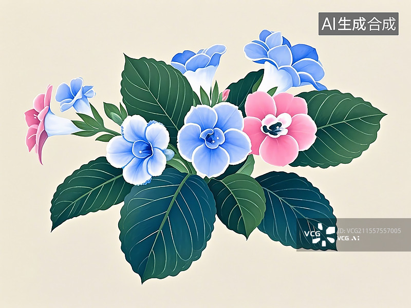 【AI数字艺术】大岩桐植物手绘图片素材