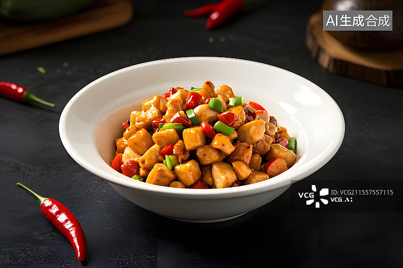 【AI数字艺术】香气四溢的宫保鸡丁图片素材