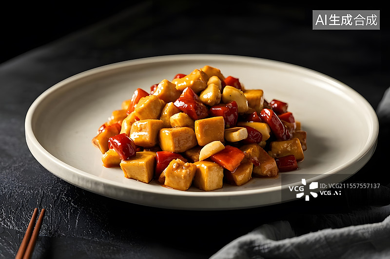 【AI数字艺术】香气四溢的宫保鸡丁图片素材