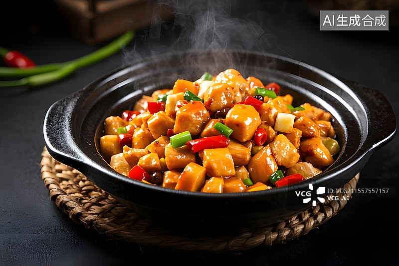 【AI数字艺术】香气四溢的宫保鸡丁图片素材