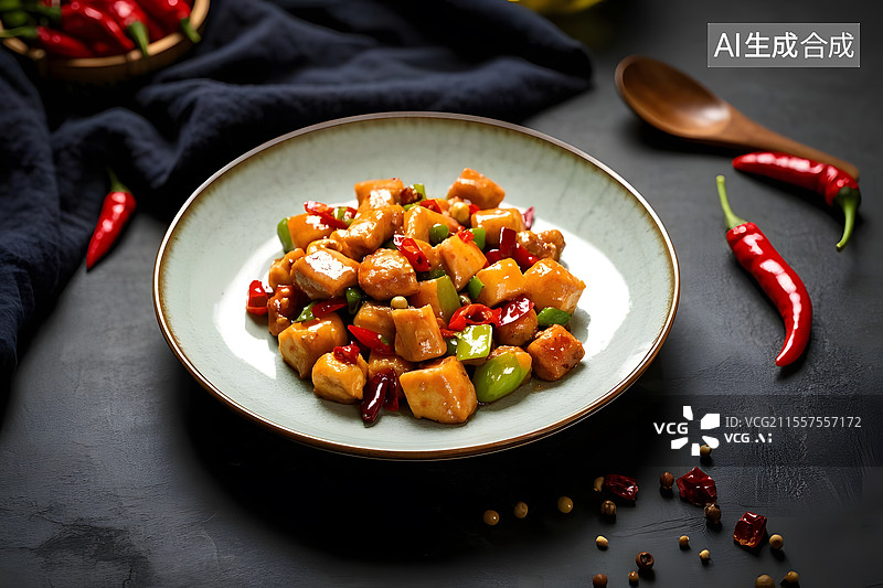 【AI数字艺术】香气四溢的宫保鸡丁图片素材