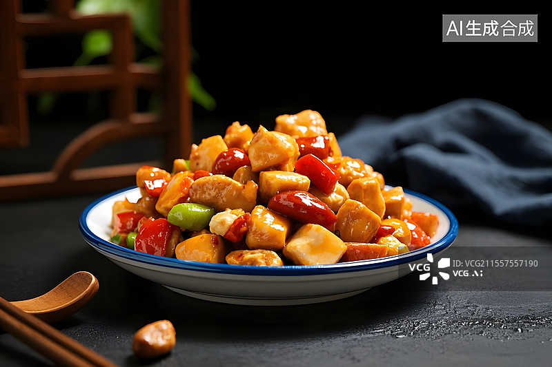 【AI数字艺术】香气四溢的宫保鸡丁图片素材