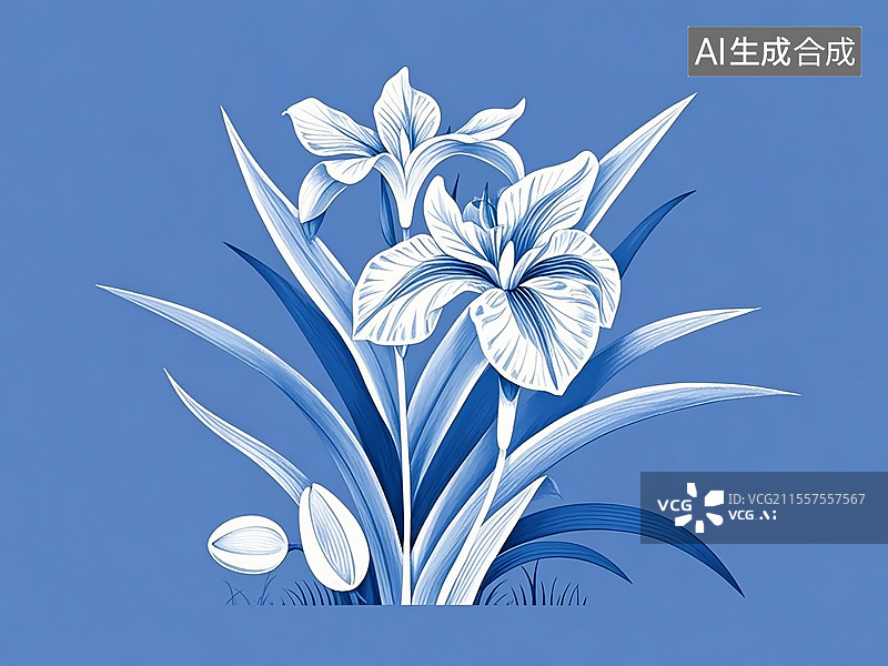 【AI数字艺术】扁竹莲植物手绘图片素材