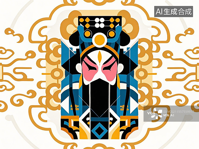 【AI数字艺术】手绘化京剧脸谱人物形象水浒传人物天巧星 燕青图片素材