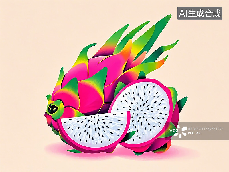 【AI数字艺术】火龙果植物手绘图片素材