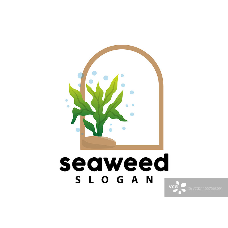 海藻标志水下植物简单叶子设计图片素材
