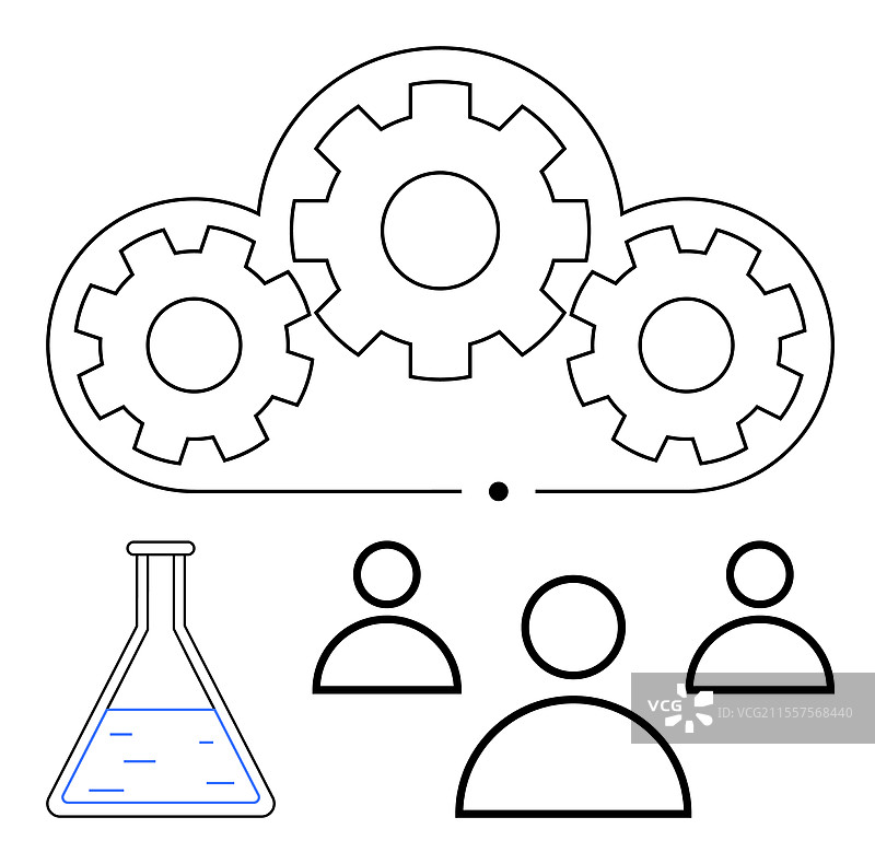 云端齿轮的协作创新概念图片素材