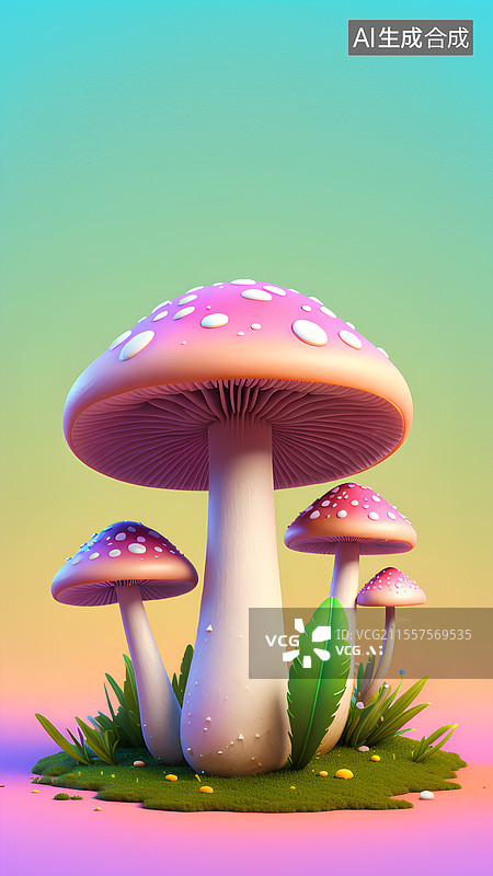 【AI数字艺术】3D蘑菇插画 蘑菇海报插画图片素材