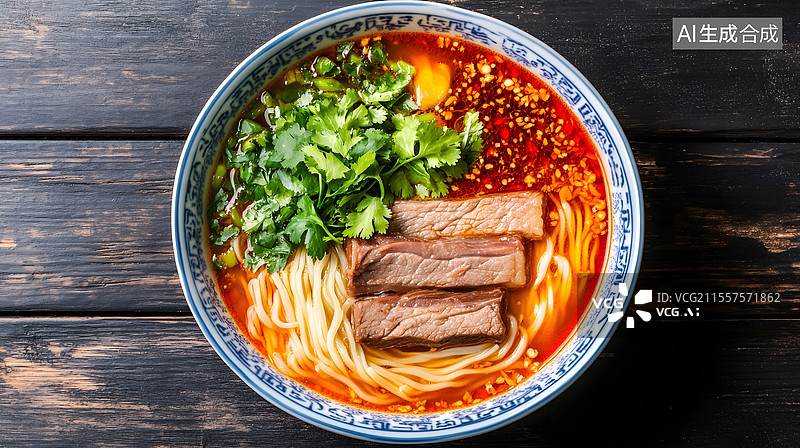 【AI数字艺术】香辣牛肉面实拍图图片素材
