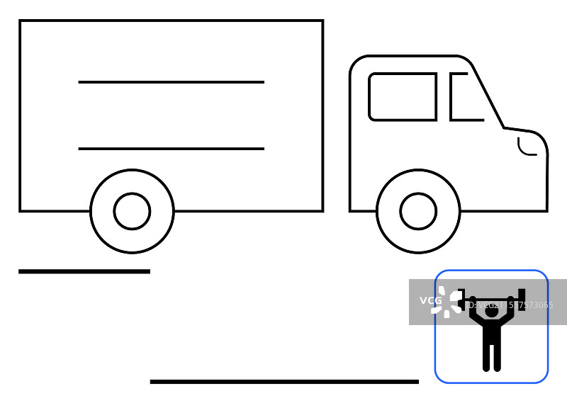 极简主义卡车设计与举重图标图片素材