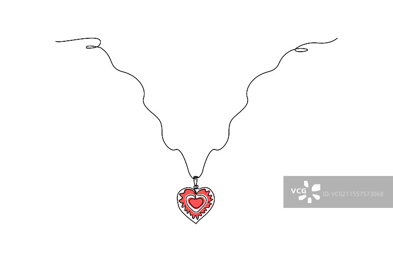 爱心形状吊坠连续线条艺术画作图片素材