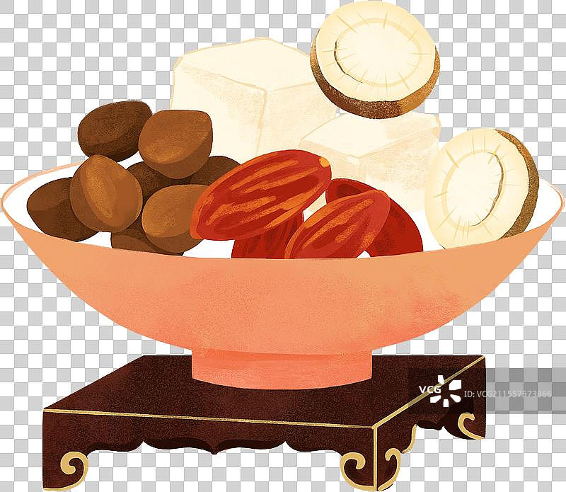 盘子里的枸杞甘草酸枣仁茯苓药材国风插画图片素材