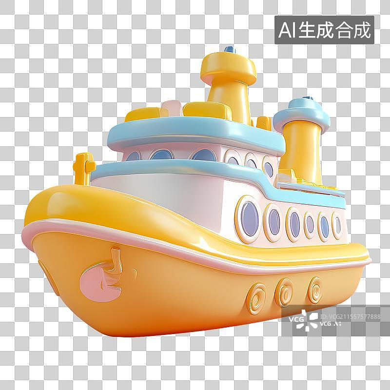 【AI数字艺术】色彩缤纷的卡通造型玩具船图片素材