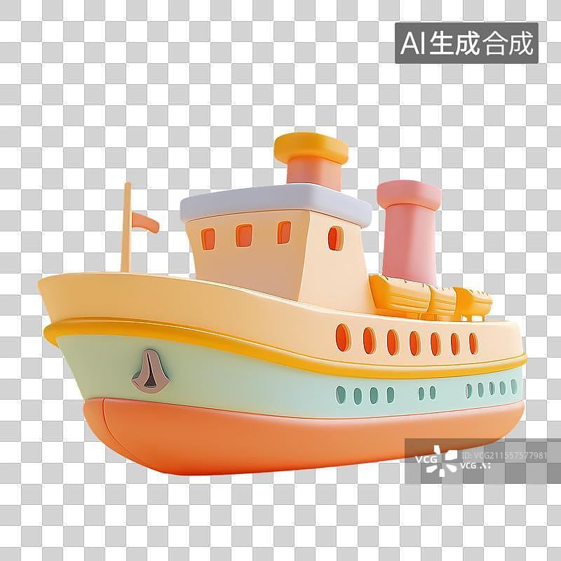 【AI数字艺术】可爱多彩卡通玩具船图片素材