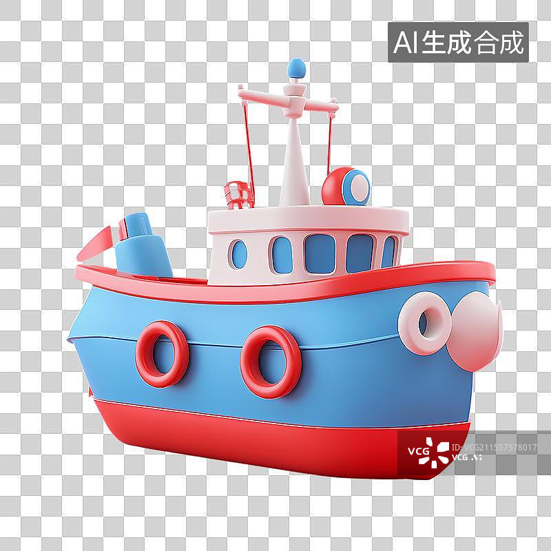 【AI数字艺术】可爱卡通小轮船造型别致图片素材