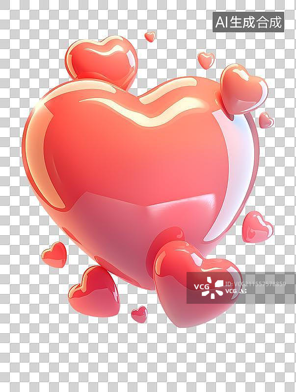 【AI数字艺术】闪耀红心簇拥的浪漫爱意图片素材