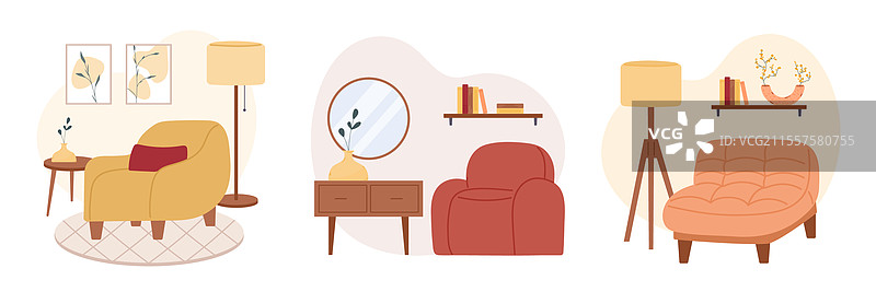 现代舒适室内设计的布置图片素材