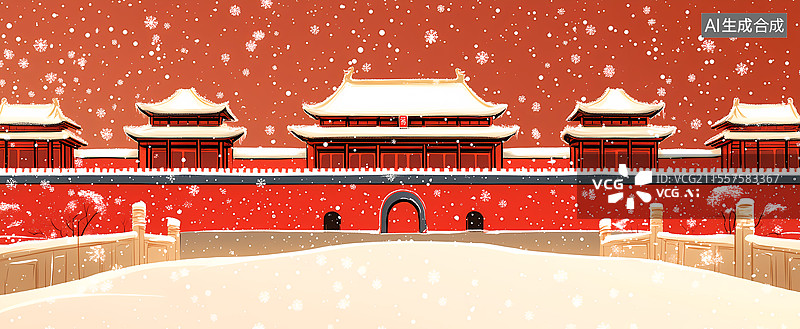 【AI数字艺术】冬季风景插画图片素材