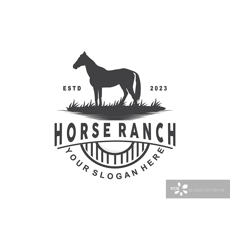 西部乡村农场牛仔马标志图片素材