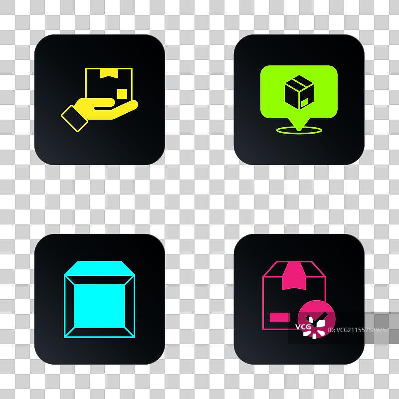 带有勾选标记的包裹交付手图片素材