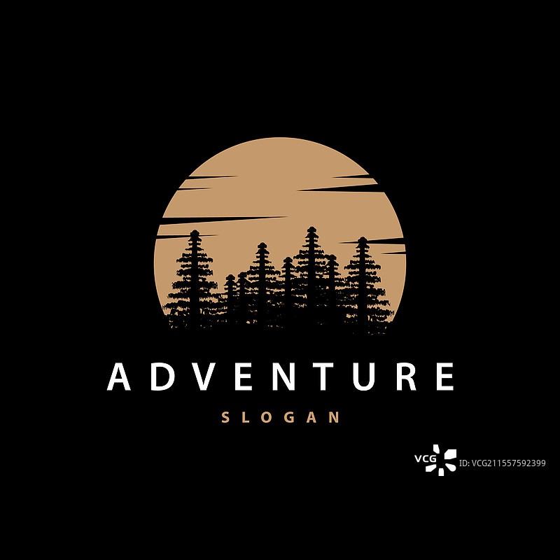 森林标志，带有松树设计的森林木材图片素材