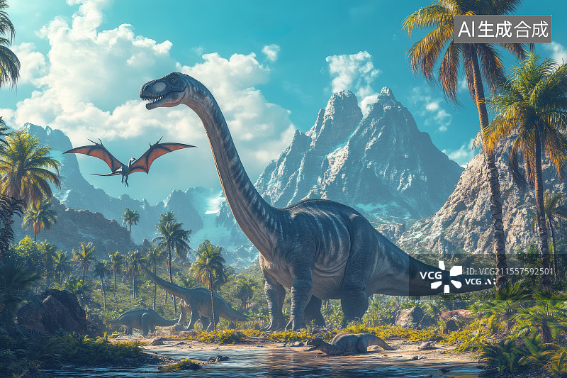 【AI数字艺术】侏罗纪，白垩纪时期各类恐龙图片素材